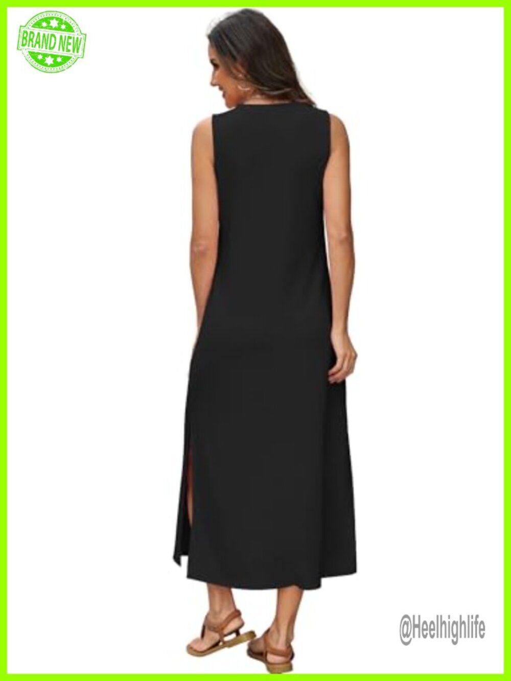 Women's Maxi Side Slit Long Dress with Pockets Casual Flowy - Picture 3 of 6